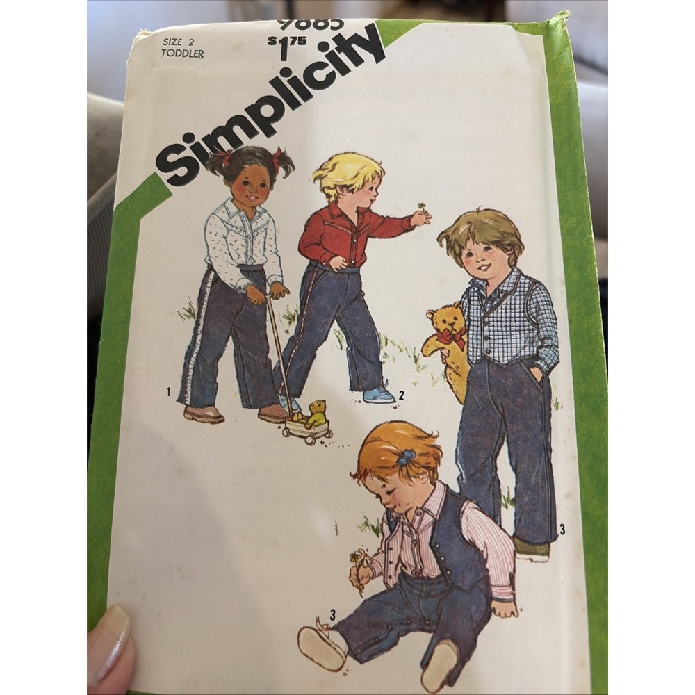 Simplicity 9885 Vintage 1980s Toddler Western Shirt Pants Vest Pattern Size 2